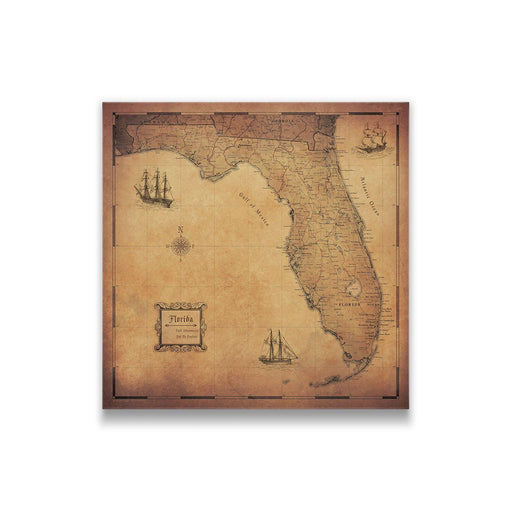 Florida Map Poster - Golden Aged