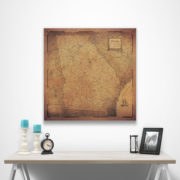 Georgia Map Poster - Golden Aged CM Poster