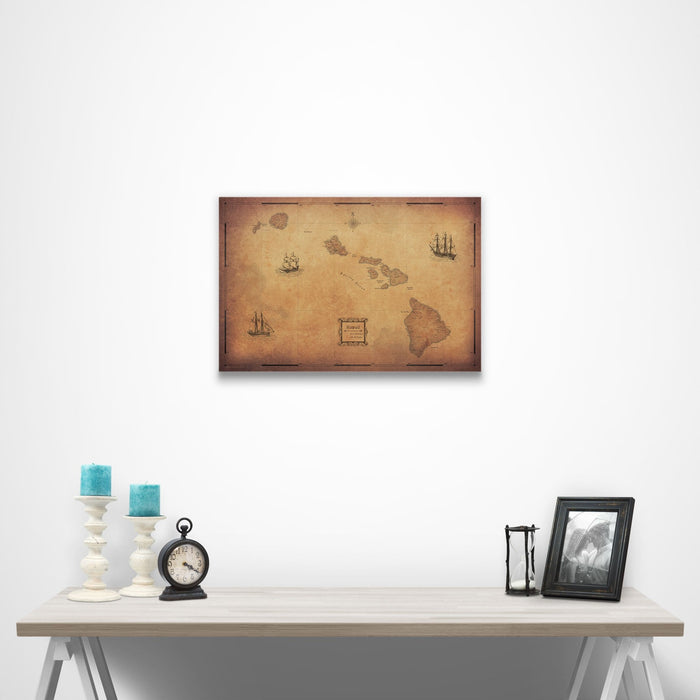 Hawaii Map Poster - Golden Aged CM Poster