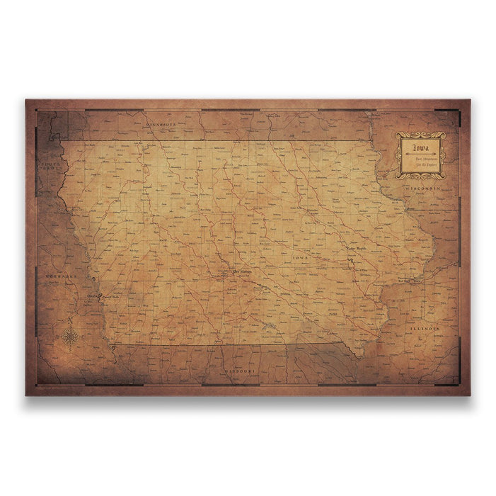Push Pin Iowa Map (Pin Board) - Golden Aged CM Pin Board