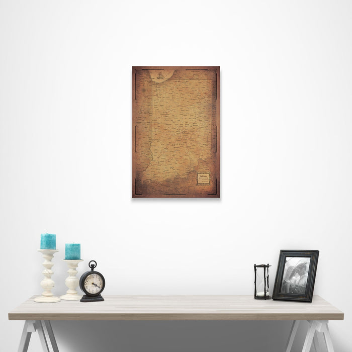 Indiana Map Poster - Golden Aged CM Poster