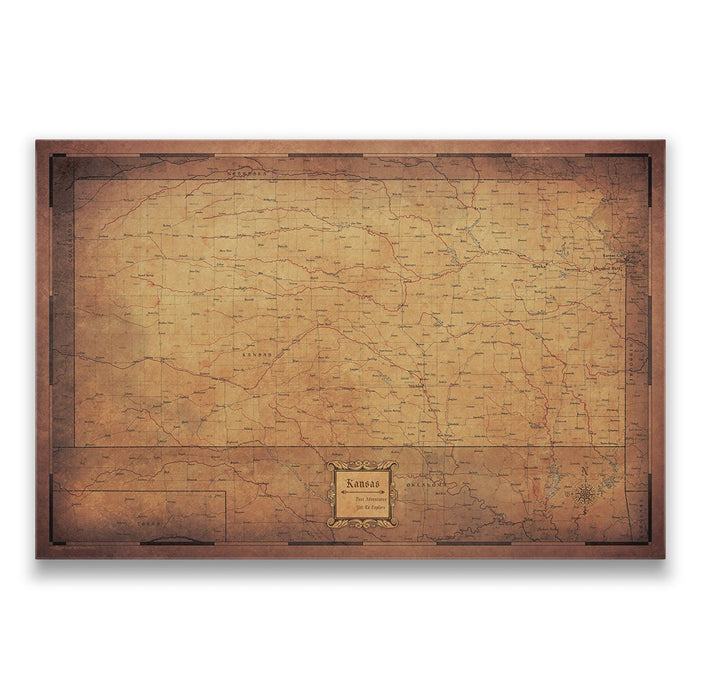 Push Pin Kansas Map (Pin Board) - Golden Aged CM Pin Board