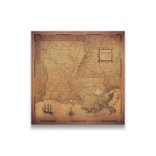 Louisiana Map Poster - Golden Aged