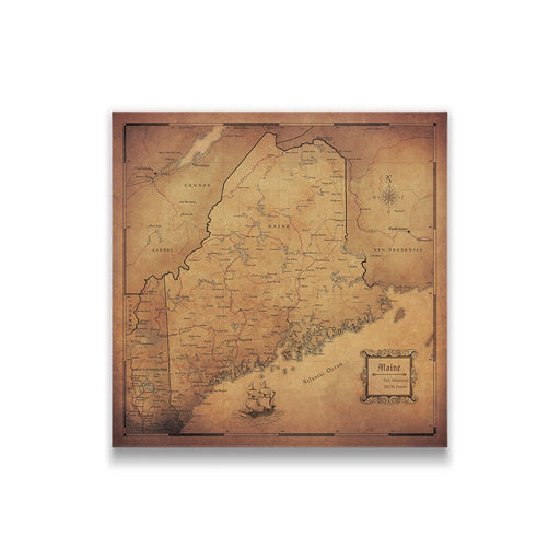 Maine Map Poster - Golden Aged