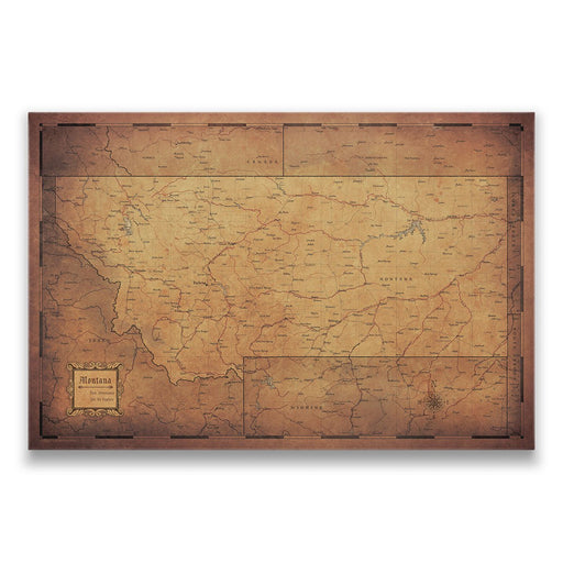 Montana Map Poster - Golden Aged