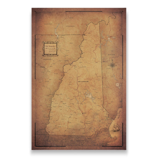 New Hampshire Map Poster - Golden Aged