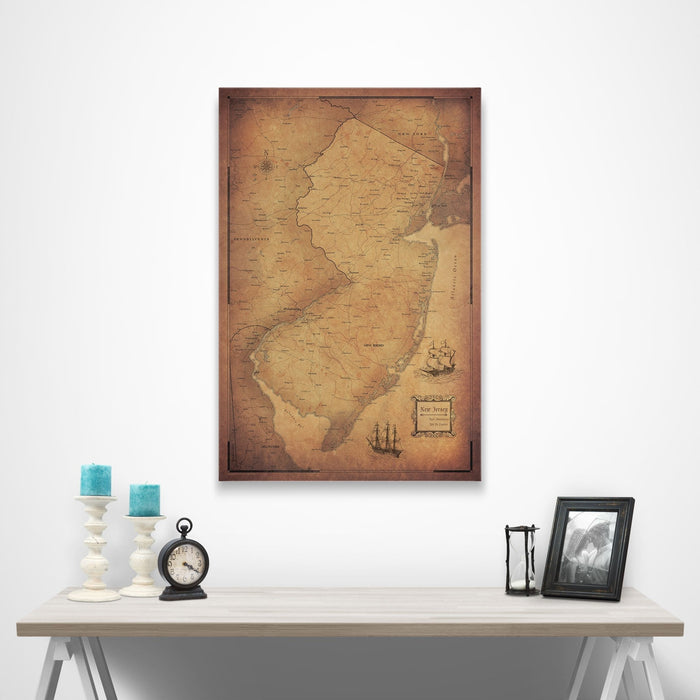 New Jersey Map Poster - Golden Aged CM Poster