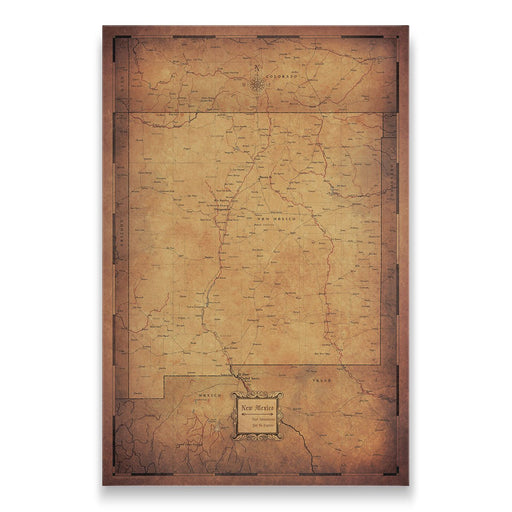 New Mexico Map Poster - Golden Aged