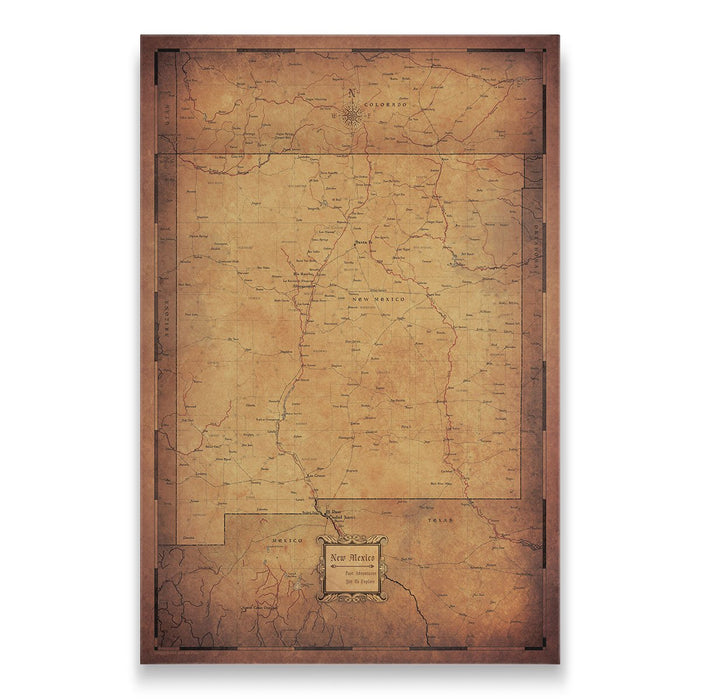 New Mexico Map Poster - Golden Aged CM Poster