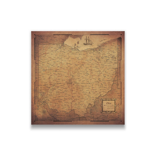 Ohio Map Poster - Golden Aged CM Poster