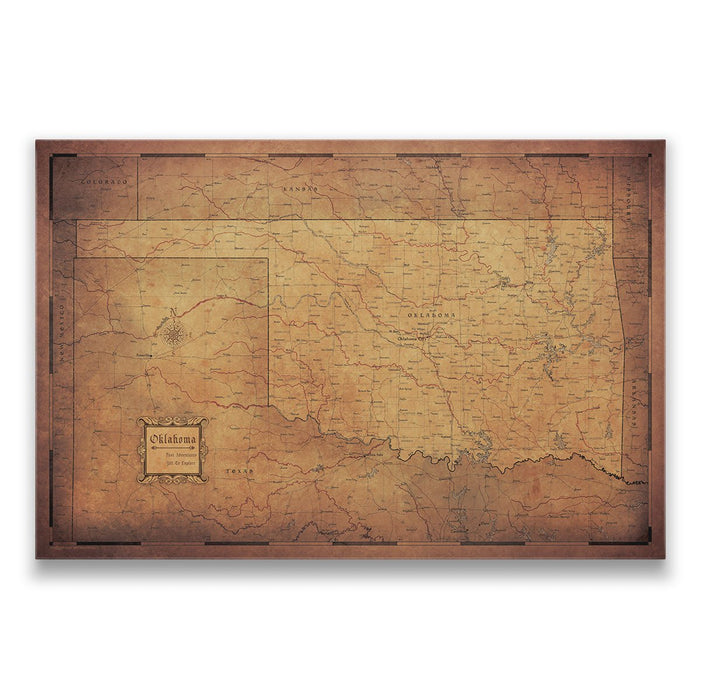 Oklahoma Map Poster - Golden Aged CM Poster