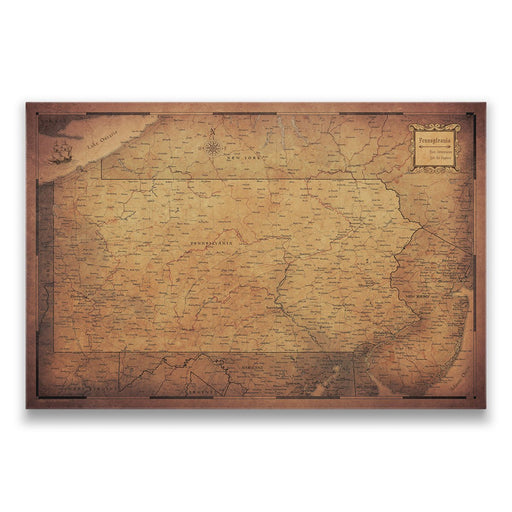 Pennsylvania Map Poster - Golden Aged