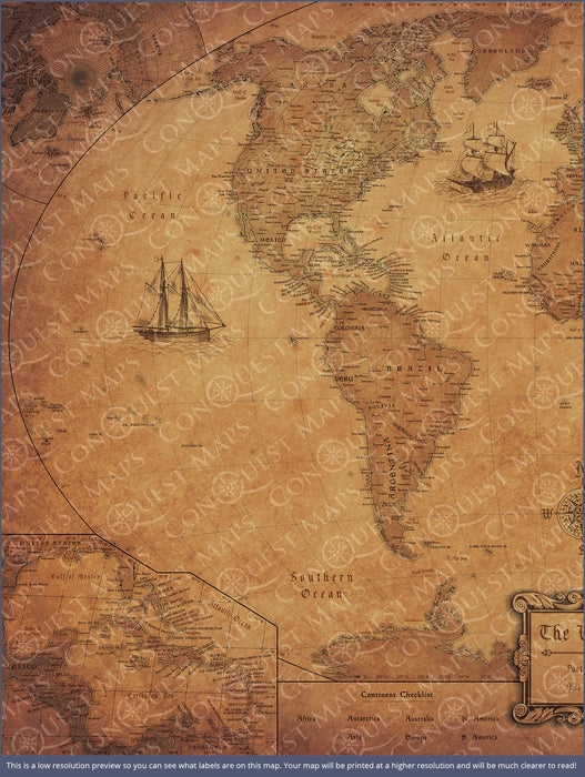 Stiefel World map on pinboard