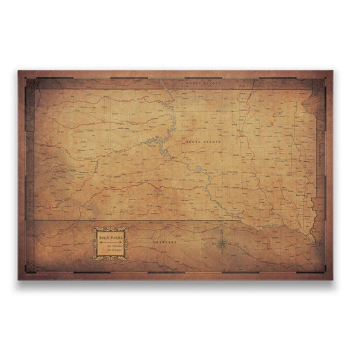 South Dakota Map Poster - Golden Aged