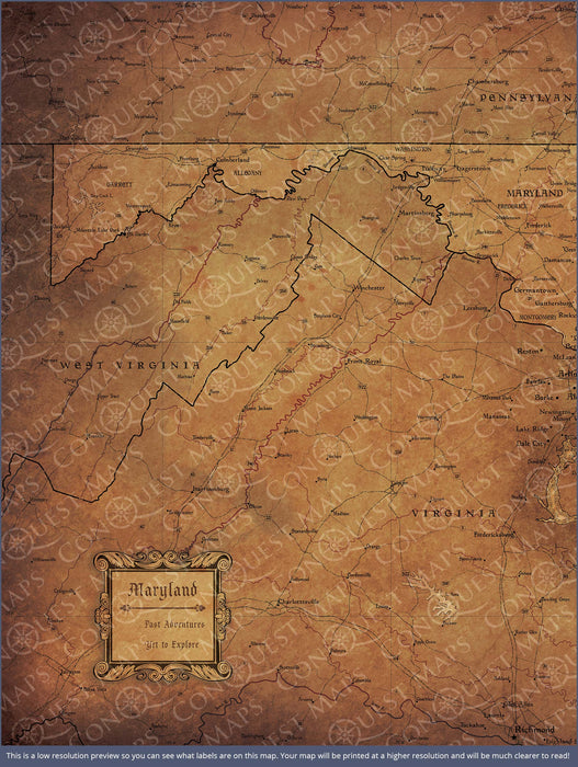 Push Pin Maryland Map (Pin Board) - Golden Aged CM Pin Board
