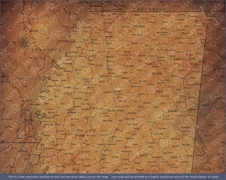 Push Pin Mississippi Map (Pin Board) - Golden Aged CM Pin Board