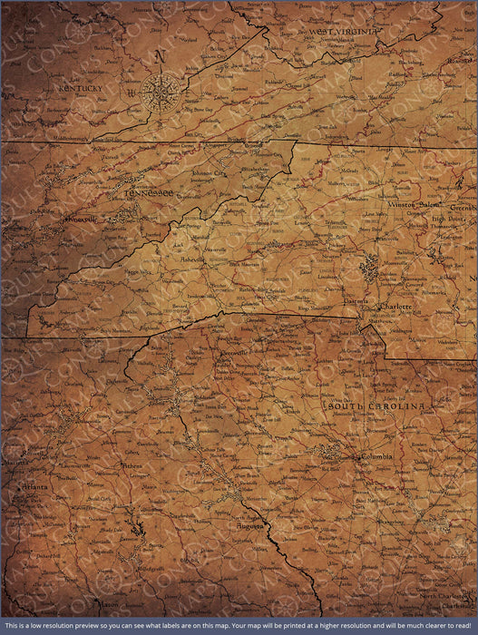 Push Pin North Carolina Map (Pin Board) - Golden Aged CM Pin Board