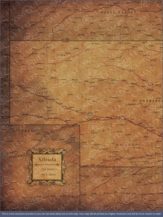 Push Pin Nebraska Map (Pin Board) - Golden Aged CM Pin Board