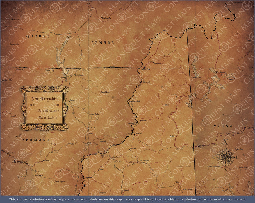 Push Pin New Hampshire Map (Pin Board) - Golden Aged CM Pin Board