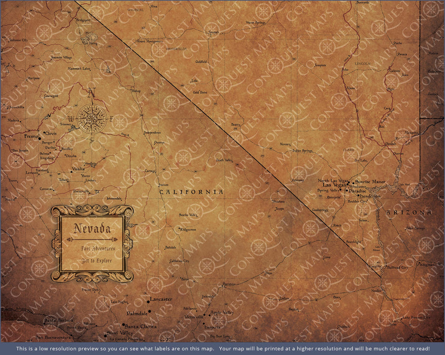 Push Pin Nevada Map (Pin Board) - Golden Aged