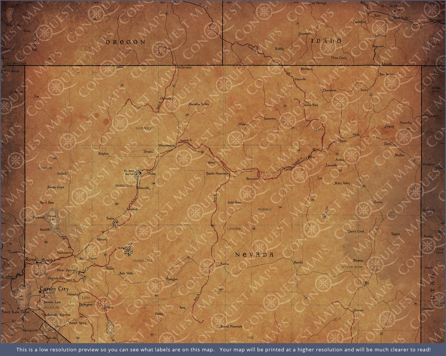 Push Pin Nevada Map (Pin Board) - Golden Aged