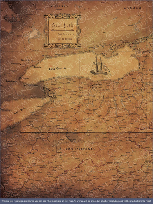 Push Pin New York Map (Pin Board) - Golden Aged CM Pin Board