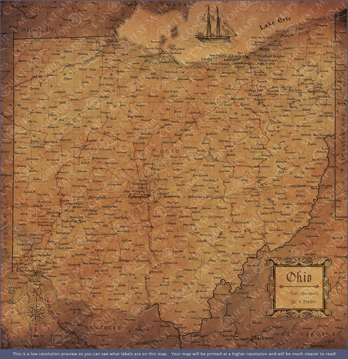 Push Pin Ohio Map (Pin Board) - Golden Aged