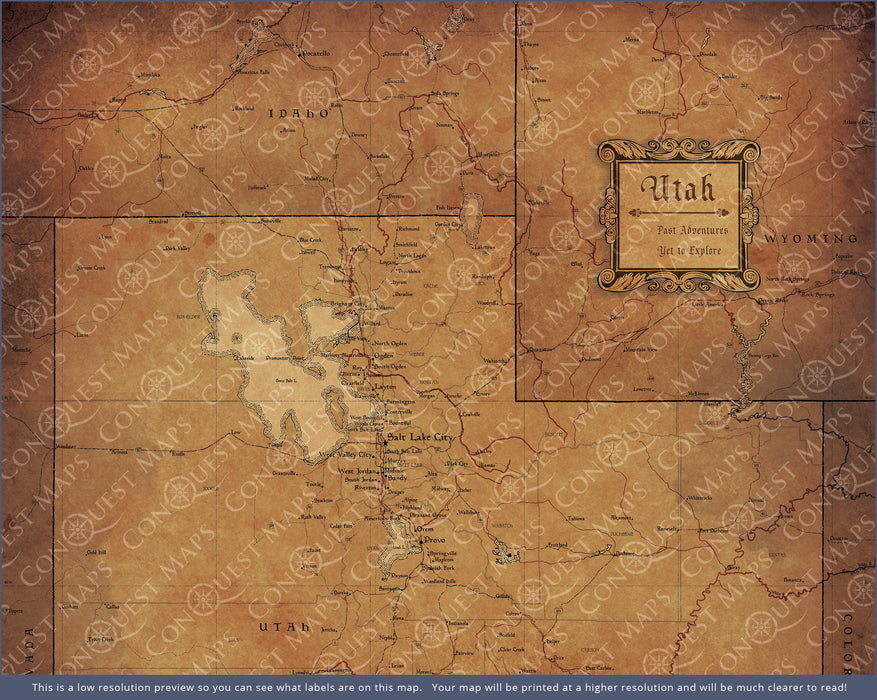 Push Pin Utah Map (Pin Board) - Golden Aged