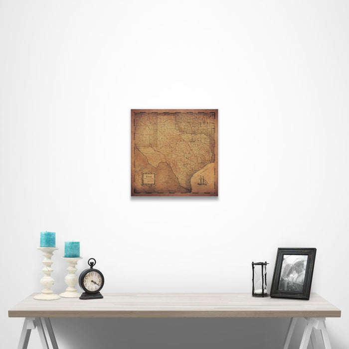 Texas Map Poster - Golden Aged CM Poster