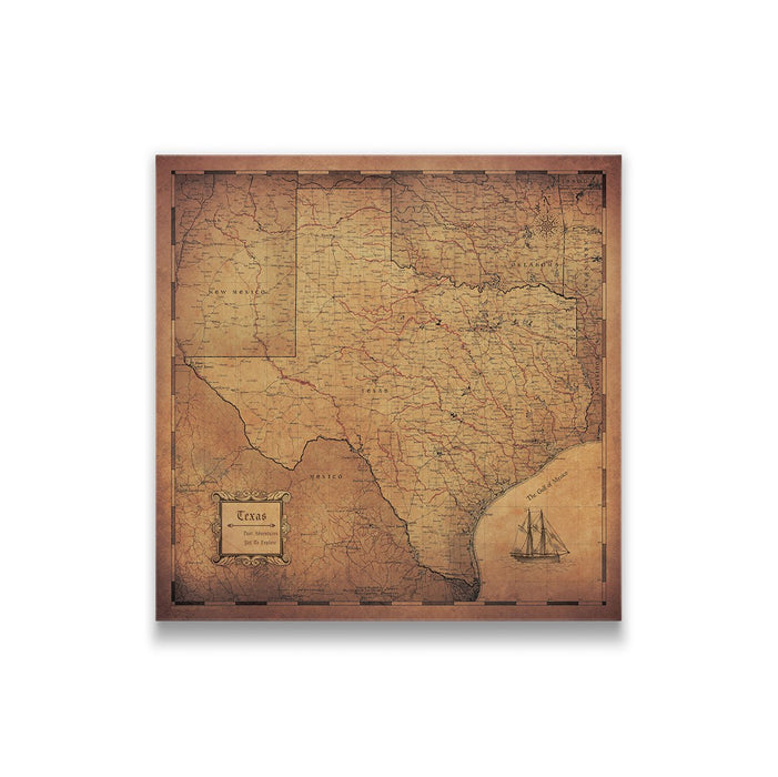 Texas Map Poster - Golden Aged CM Poster
