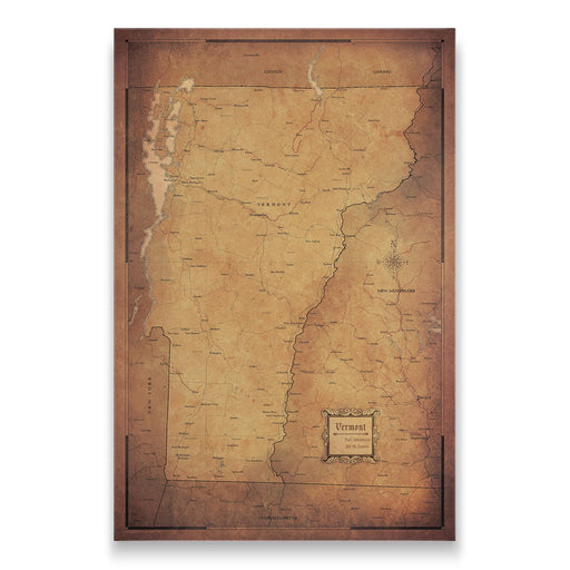 Push Pin Vermont Map (Pin Board) - Golden Aged CM Pin Board