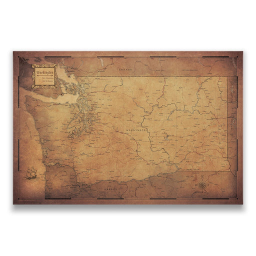 Washington Map Poster - Golden Aged