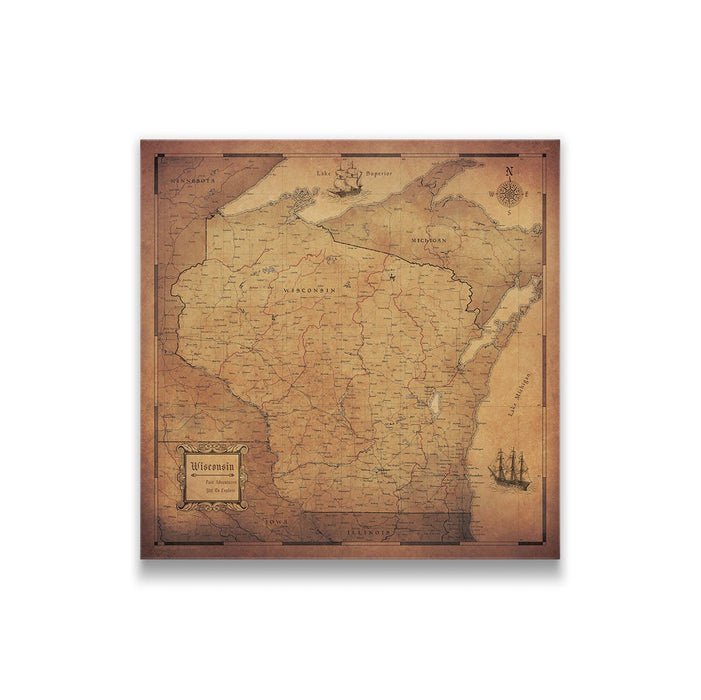 Push Pin Wisconsin Map (Pin Board) - Golden Aged CM Pin Board