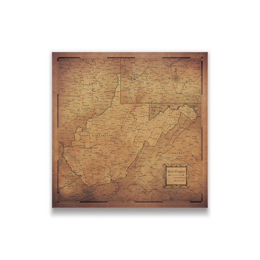 West Virginia Map Poster - Golden Aged