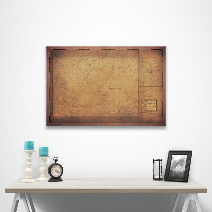 Wyoming Map Poster - Golden Aged CM Poster
