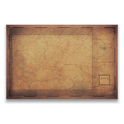Wyoming Map Poster - Golden Aged CM Poster