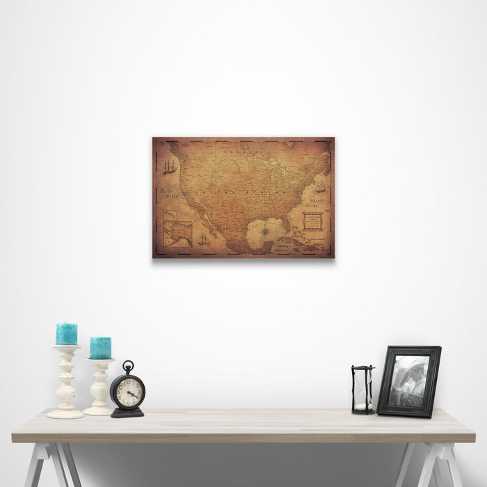 USA Map Poster - Golden Aged CM Poster