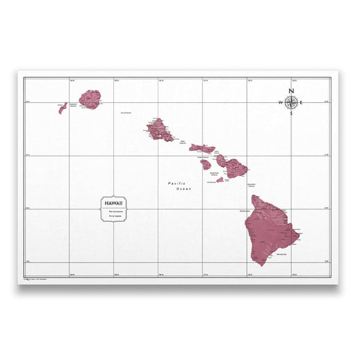 Hawaii Map Poster - Burgundy Color Splash CM Poster