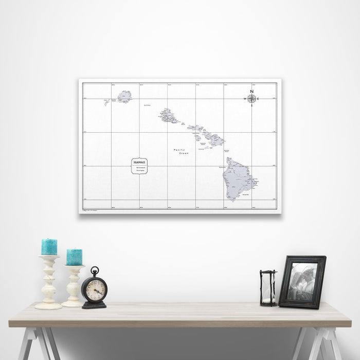 Push Pin Hawaii Map (Pin Board/Poster) - Light Gray Color Splash CM Pin Board