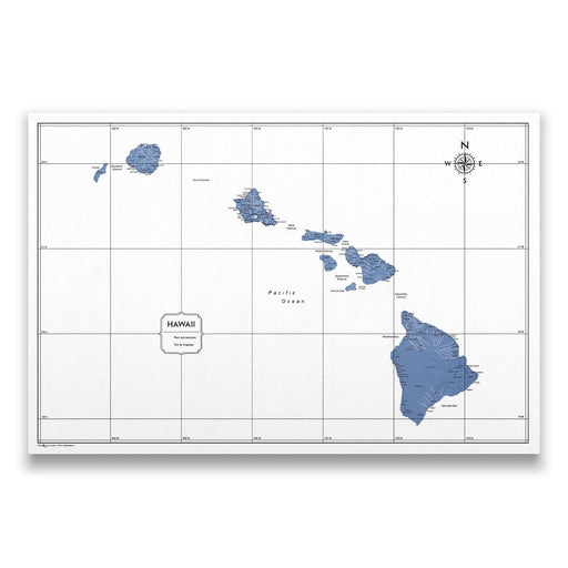 Push Pin Hawaii Map (Pin Board) - Navy Color Splash CM Pin Board