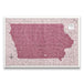 Push Pin Iowa Map (Pin Board/Poster) - Burgundy Color Splash CM Pin Board