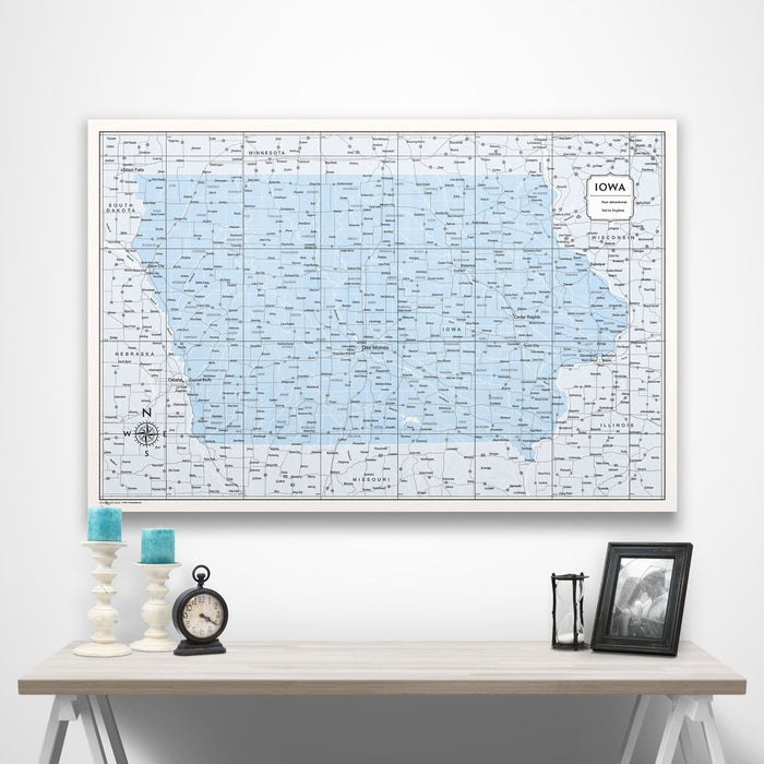 Iowa Map Poster - Light Blue Color Splash CM Poster