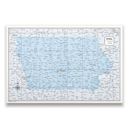 Push Pin Iowa Map (Pin Board) - Light Blue Color Splash CM Pin Board