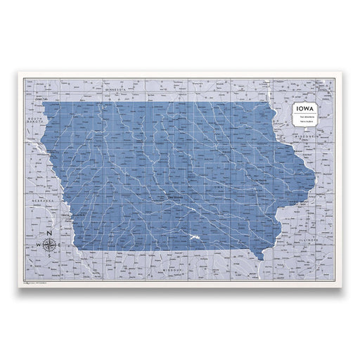 Iowa Map Poster - Navy Color Splash