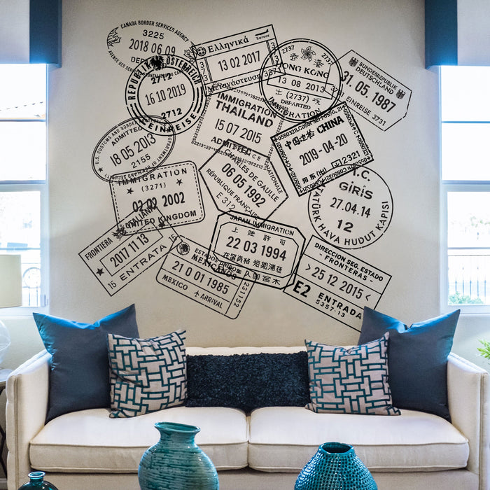 Passport Stamp Wall Decal Set - Generic Conquest Maps LLC