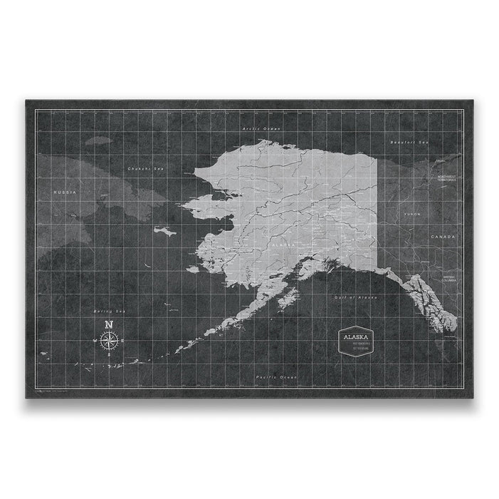 Push Pin Alaska Map (Pin Board) - Modern Slate CM Pin Board