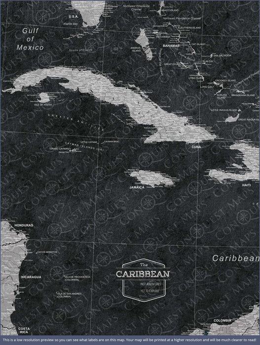 Caribbean Poster Map - Modern Slate CM Poster
