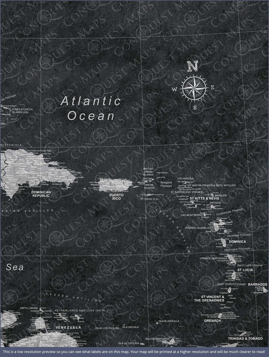 Caribbean Poster Map - Modern Slate CM Poster