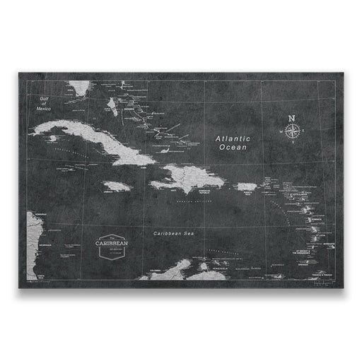 Push Pin Caribbean Map (Pin Board/Poster) - Modern Slate CM Pin Board