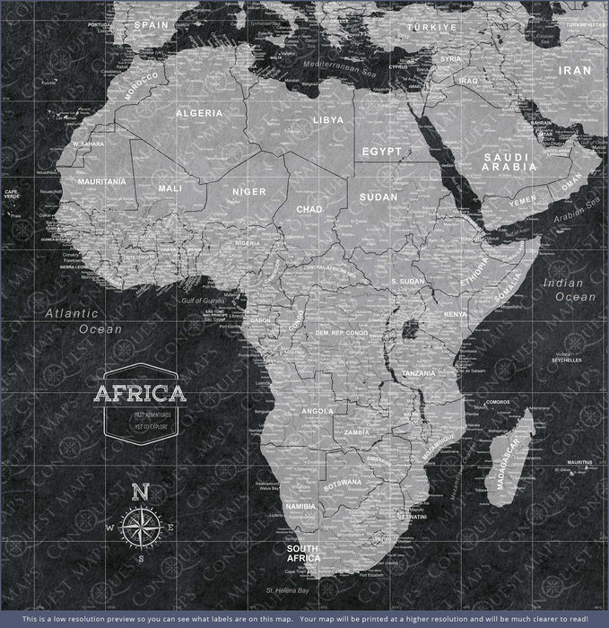 Push Pin Africa Map (Pin Board/Poster) - Modern Slate